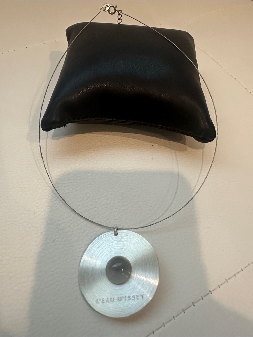 Issey Miyake Silver Pendant Necklace with Clear drop Center